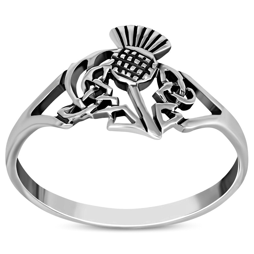 Scottish Thistle Ring - Celtic Leaves