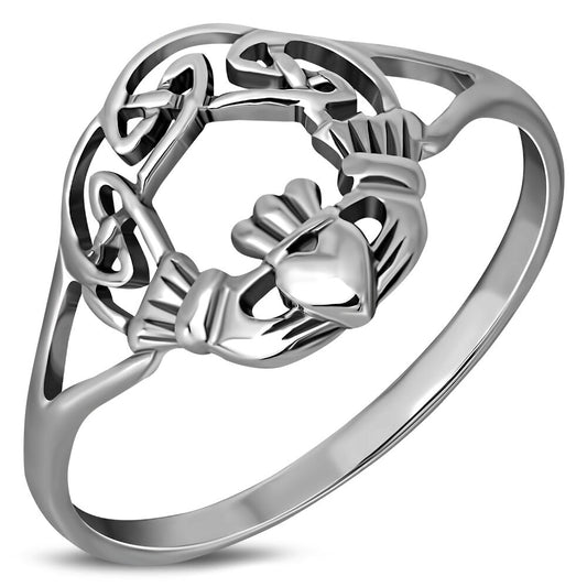 Claddagh Ring - Wreath with Celtic Knot