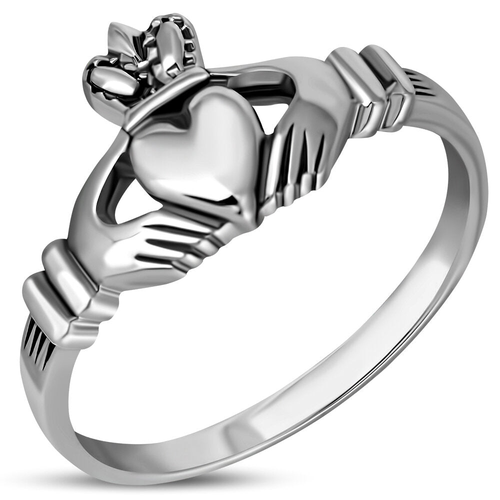 Claddagh Ring - Royal Crown in Plain Design (Thick)