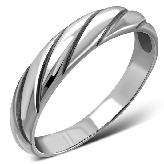 Contemporary Ring- Wide Stripy Band