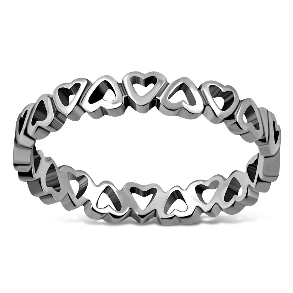 Contemporary Ring- Love Hearts Infinity Band