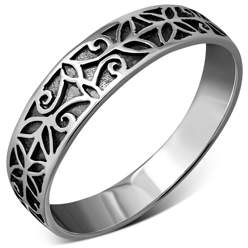 Contemporary Ring- Floral Antique – Celtic Design Scotland
