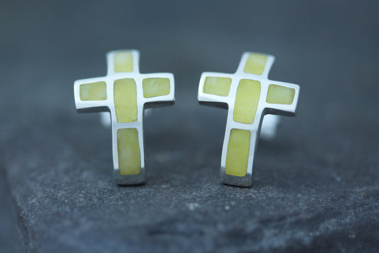 Scottish Marble Studs - Planked Cross