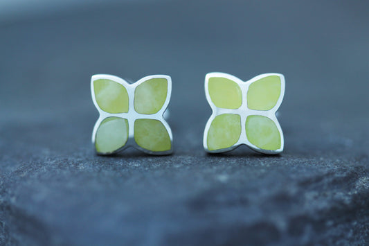 Scottish Marble Studs - Four Petals