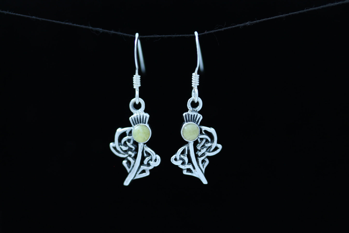 Scottish Thistle Earrings Scottish Marble - Celtic Woven Leaf