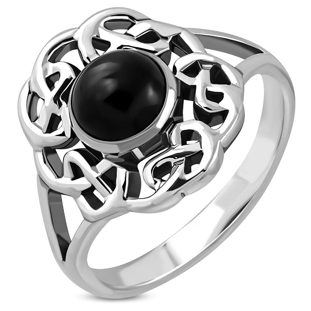 Celtic Stone Ring-   Thick Six Fold with Black Onyx